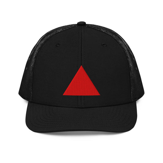  Blak Trucker Cap with red triangle logo.